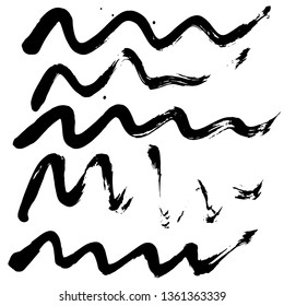 Black ink vector brush strokes. Vector illustration. Grunge wave texture.