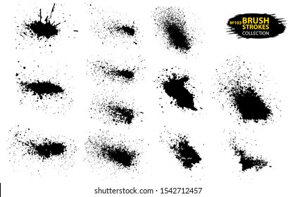 Black ink vector brush strokes. Thin dirty distress texture banners.