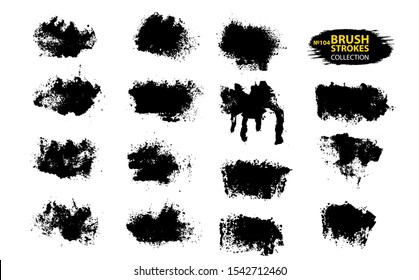  Trazos de pincel vectorial de tinta negra. Pancartas sucias de textura de maleza.