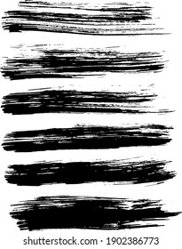 Acariciaciones de pincel vectorial de tinta negra. Ilustración vectorial. Grunge textura