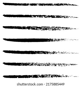 Rasgos de pincel vectorial de tinta negra conjunto de ilustraciones. Banderas de textura de tinta de grunge sucio y elementos de diseño aislados en el fondo blanco.