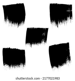 Correos de pincel vectorial de tinta negra. Conjunto de ilustraciones de pincel vectorial. Banderas de textura de tinta de grunge sucio y elementos de diseño aislados en el fondo blanco.