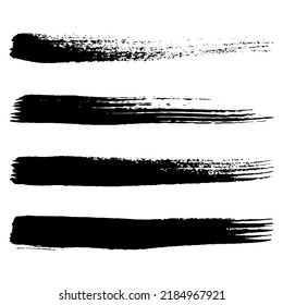 Correos de pincel vectorial de tinta negra. Conjunto de ilustraciones de pincel vectorial. Banderas de textura de tinta de grunge sucio y elementos de diseño aislados en el fondo blanco.