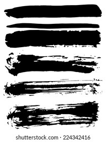 Black ink vector brush strokes