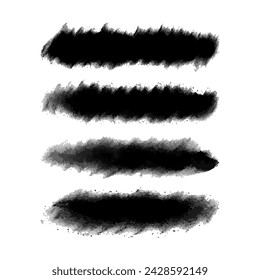 Black ink vector brush strokes. Thin dirty distress texture banners.