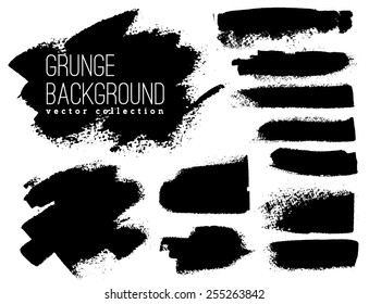 Black ink vector brush strokes