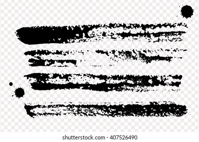Black ink vector brush strokes. Grunge texture.