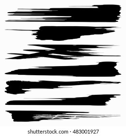 Black ink vector brush strokes