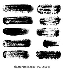 Black ink vector brush strokes, isolated, vector illustration