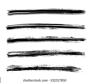 Black ink vector brush strokes isolated on white background. Vector illustration. Grunge texture