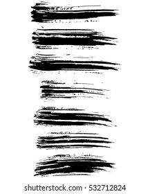Black ink vector brush strokes isolated on white background. Vector illustration. Grunge texture