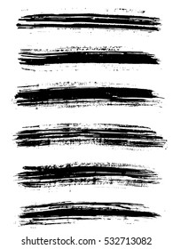 Black ink vector brush strokes isolated on white background. Vector illustration. Grunge texture