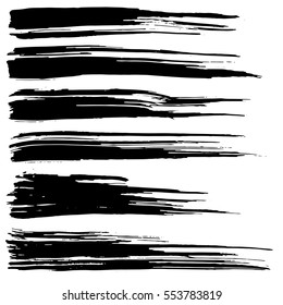 Black ink vector brush strokes isolated on white background. Vector illustration. Grunge texture