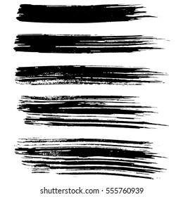 Black ink vector brush strokes isolated on white background. Vector illustration. Grunge texture