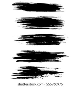 Black ink vector brush strokes isolated on white background. Vector illustration. Grunge texture