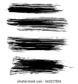 Black ink vector brush strokes background. Vector illustration. Grunge texture.