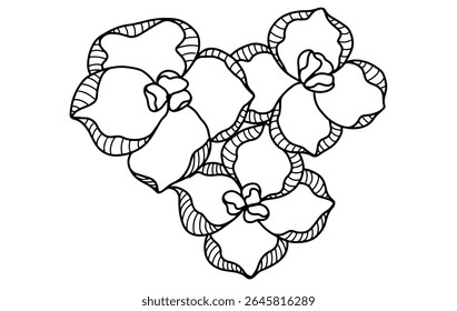 Black ink vector flower image. flower pattern, cute, balloon flower sketch, printable, editable