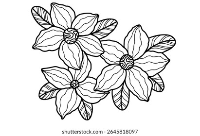 Black ink vector flower image. flower pattern, printable, editable, simple flower design