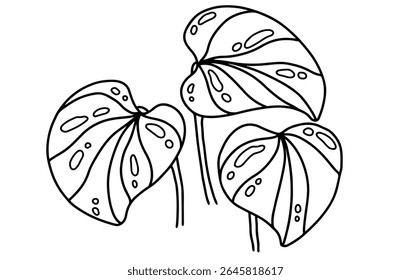 Black ink vector leaf image. floral pattern, printable, editable, simple leaf design.