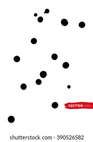 Black ink vector splatter background, isolated on white.