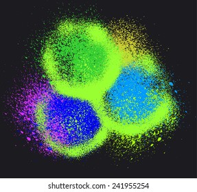 Black ink vector spray stains