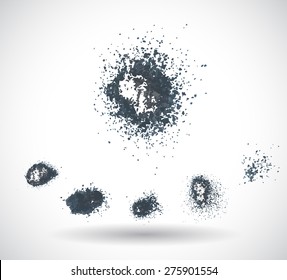Black ink vector spray stains