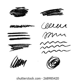 Black ink vector stains. Texture for grungy effect. Grunge marker stains. Hand drawn card with pastel texture. 