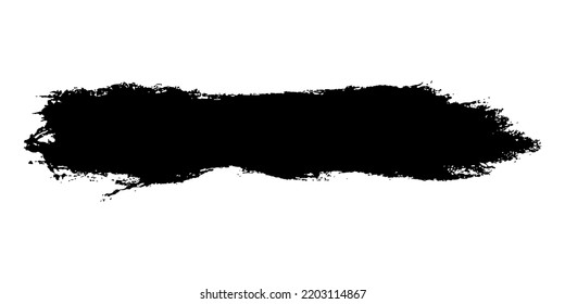 Black ink wide stripe. Banner, poster. Texture. Horizontal front view. Vector simple flat graphic hand drawn illustration. Isolated object on a white background. Isolate.