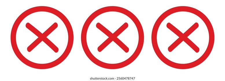 Black ink wrong signs on transparent bg. Black paint brush stroke crosses. Vector set of hand-painted Wrong icons. Abstract hand-drawn NO button for checkbox voting. Isolated disagree tick box symbols