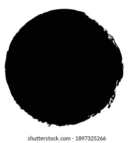 Black inkblot, blot, blob shape. Splatter, splat and splodge effect circular element. Grungy circle. Ink, paint, and dye stain, spot, blob vector illustration