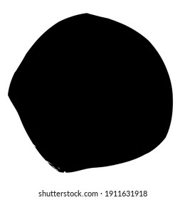Black inkblot, blot, blob shape. Splatter, splat and splodge effect circular element. Grungy circle. Ink, paint, and dye stain, spot, blob vector illustration