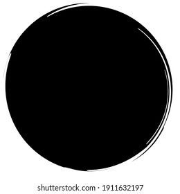 Black inkblot, blot, blob shape. Splatter, splat and splodge effect circular element. Grungy circle. Ink, paint, and dye stain, spot, blob vector illustration