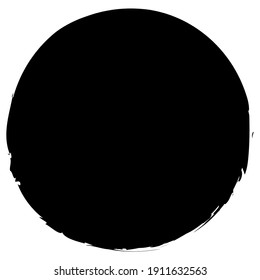 Black inkblot, blot, blob shape. Splatter, splat and splodge effect circular element. Grungy circle. Ink, paint, and dye stain, spot, blob vector illustration