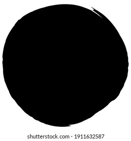 Black inkblot, blot, blob shape. Splatter, splat and splodge effect circular element. Grungy circle. Ink, paint, and dye stain, spot, blob vector illustration