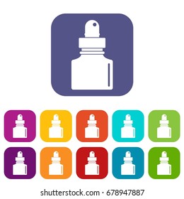 Black inkwell icons set vector illustration in flat style In colors red, blue, green and other