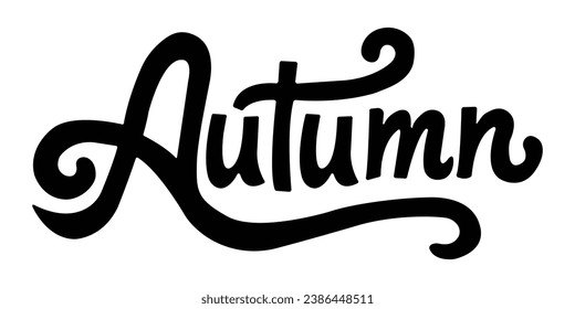 Black inscription "Autumn" on a white background. Minimalistic image.