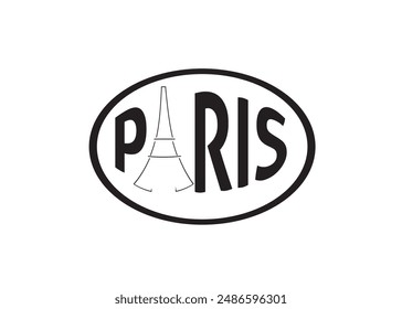 Black inscription Paris on a white background