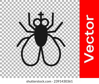 Black Insect fly icon isolated on transparent background.  Vector