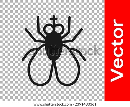 Black Insect fly icon isolated on transparent background.  Vector