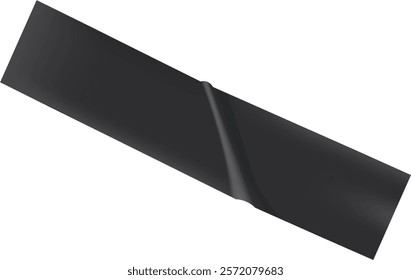 Black insulating tape with a curled end resting on a white background creates a striking visual effect, highlighting its practical design and versatility for various applications