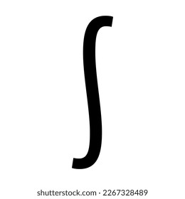 Símbolo integral negro en matemáticas. Ilustración vectorial aislada en fondo blanco.