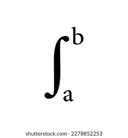 Black integral symbol in mathematics. Vector illustration isolated on white background.
