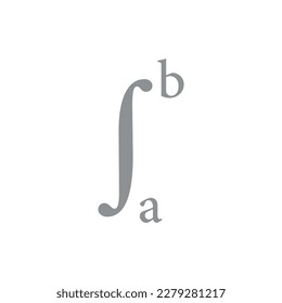 Black integral symbol in mathematics. Vector illustration isolated on white background.