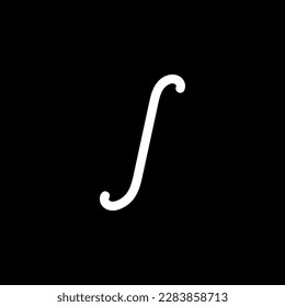 Black integral symbol in mathematics. Vector illustration isolated on white background.