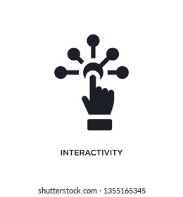 black interactivity isolated vector icon. simple element illustration from augmented reality concept vector icons. interactivity editable black logo symbol design on white background. can be use for