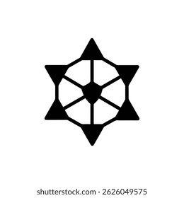 Black Interconnected Triangles Forming Hexagon Symbol Representing Unity