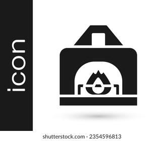 Black Interior fireplace icon isolated on white background.  Vector