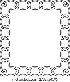 Ligações De Cadeia Oval Interligadas Pretas Que Formam Um Quadro Quadrado Com Cantos De Nó Celta Em Um Fundo Branco