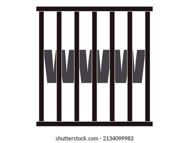 Black Internet Censorship Icon With Jail.