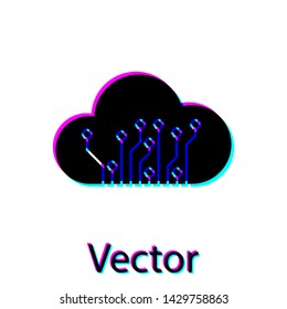 Black Internet of things icon isolated on white background. Cloud computing design concept. Digital network connection. Vector Illustration